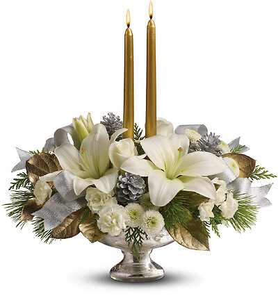 Teleflora's Silver And Gold Centerpiece