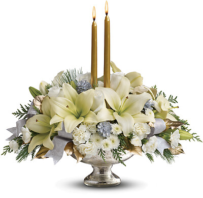 Teleflora's Silver And Gold Centerpiece
