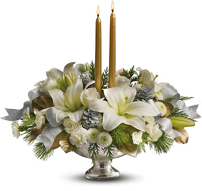 Teleflora's Silver And Gold Centerpiece